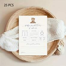 25/50 Pcs Premium Smooth Paper Prediction And Advice Sheets, Designed With Stylish Neutral Colors And Adorable Teddy Bear Motifs, Prediction & Advice Cards For New Parents, Birthday Parties, Baby Shower Party Favors - Multicolor - View 8