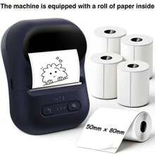 Affheny Impresora de etiquetas inalámbrica mini, sin necesidad de tinta, incluye 5 rollos de papel de etiquetas (50*80mm), impresora de etiquetas térmica portátil adecuada para pequeñas empresas, oficinas y uso doméstico; Interfaz USB. - Multicolor - Ver 13