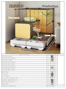 Modular Multi-Tier Cat Playpen With Pull-Out Drawer, Indoor Metal Cat Cage With Litter Box - Multicolor - View 16