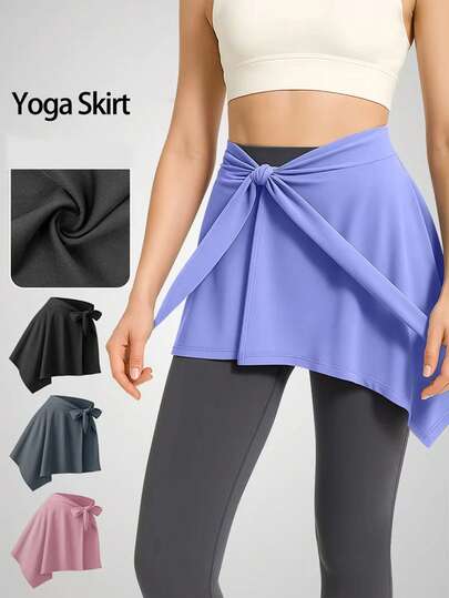 女士系带瑜伽裙，飘逸不对称裹身裙，适合运动、健身和休闲穿着（多种颜色可选）