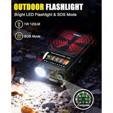 Radio de Emergencia para manivela - 4000 mAh/14800 mWh Am/FM/WB/SW/NOAA con Bluetooth Linterna Alarma SOS Alimentado por USB manivela y energía Solar para Camping Emergencia - gris - Ver 5