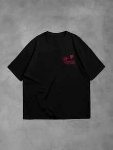 Black 1pcs Women's Double-Sided Printing Von Dutchh Heart Logo With Key And Year 1999 Fabric Soft & Skin-Friendly Unisex Style Gifts For Spring Festival, Valentine's Day, St. Patrick's Day & World Cup-Van Dutch Dragon Print Women T Shirt Classic Americana Style Graphic Tee - màu đen - Xem 2