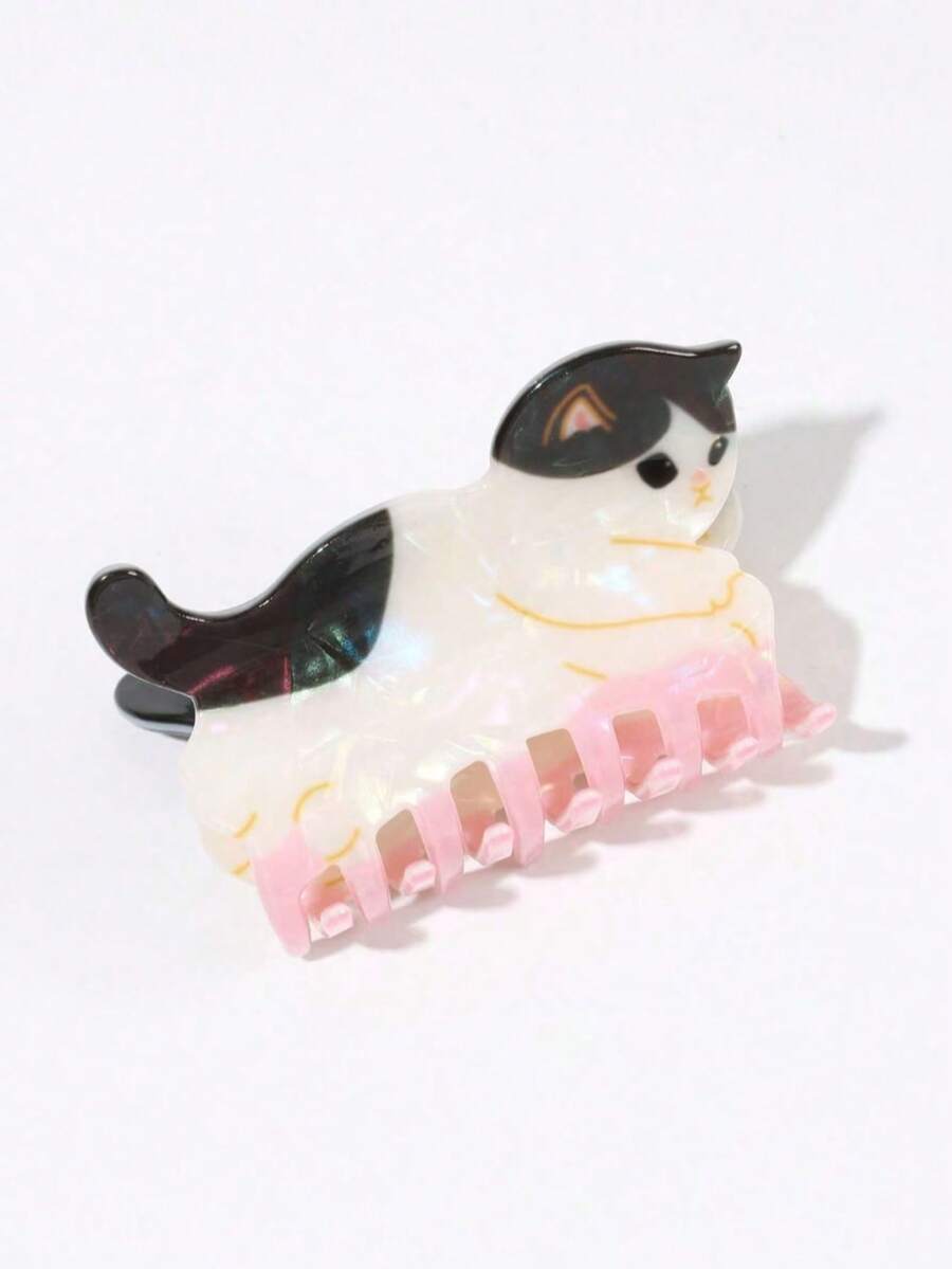 1个PVC猫爪发夹，可爱动物发夹，创意猫爪夹，个性化半扎马尾夹，时尚发饰，女士发圈 - 彩色 - 查看 1