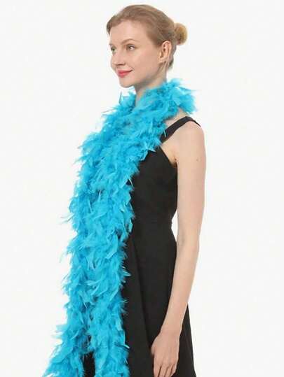 1 pieza Bufanda de plumas, accesorio de decoración para fiesta DIY, bufanda de plumas de colores, adecuada para fiesta de cumpleaños, Halloween, Navidad, evento de carreras, té de la tarde, Nochevieja, concierto, decoración del hogar, boda de baile, actuación en el escenario, disfraz y accesorios de carnaval, suministros para fiestas