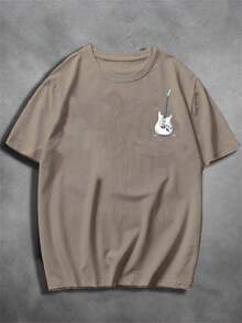 Basic Unisex Guitar T-Shirt, 100% Cotton, Streetwear Style - New Release - Various Colors Available! - 米色 - 查看 1