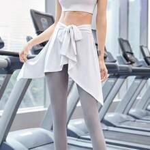 1pc Sports Casual Skirt, Fitness Anti-Flashing Yoga Pants, Adjustable Tie Waist One-Piece Covering Skirt - One-piece - View 8