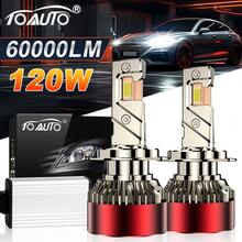 TOAUTO 2 piezas 120W 60000 Lúmenes Luces LED H7 H4 H11, 2 piezas Luces LED de tubo de cobre, Adecuado para bombillas LED de faros H1 HB3 9005 HB4 9006 912 12V para automóviles - A - Ver 2