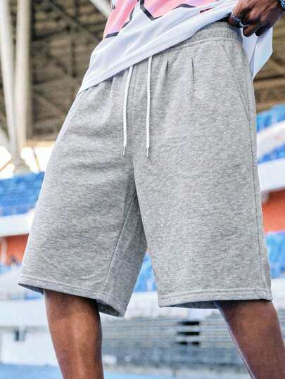 EVRINFINITE 男士抽绳腰带宽松短裤运动长款全息纯色街头潮流服饰