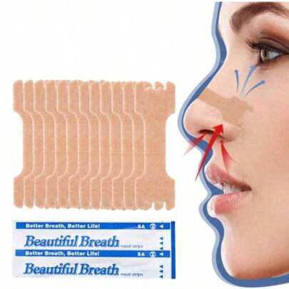 50pcs Breathable Nose Strips, Congestion Strips, Sleep Anti-Snoring Nose Strips, Multi-Functional Dilator, Nose Patch Assist Strips, Help Breathing, Reduce Snoring, Smoother Breathing, Gentle Care For Cavity, Relieve Congestion, Designed To Facilitate Smooth Breathing