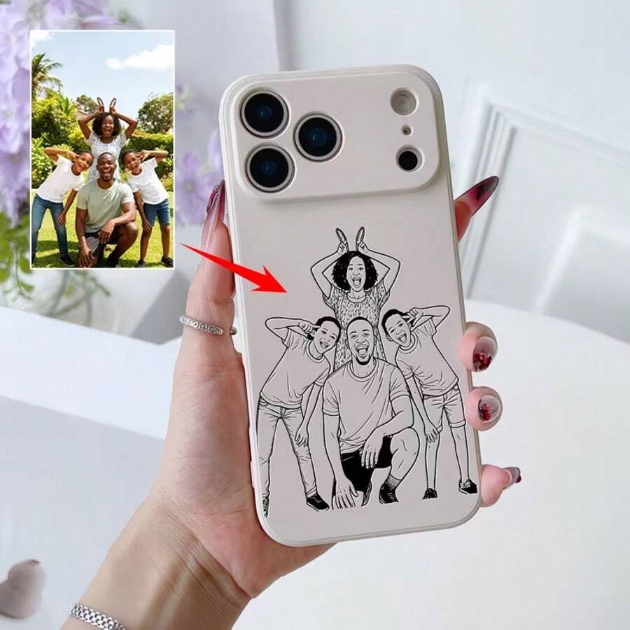 Customized Line Drawing Phone Case For IPhone 17, 16, 15, 14, 13, 12, 11 Pro Max And Plus Series, Anti-Fall And Wear-Resistant, UV Printing Handwritten Brush Stroke Style, Great Birthday Gift