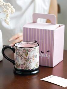 1 chiếc cốc sứ vẽ tay hình thiên nga và hoa hồng, cốc cà phê latte kiểu Pháp hình thiên nga và hoa hồng, cốc uống sữa, nước ép theo phong cách retro, thích hợp cho nhà hàng, phòng khách, quán cà phê. - Hồng - Xem 7
