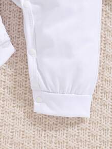 可爱婴儿长袖连体衣，印有可爱卡通字母图案 - 四季皆宜，男女宝宝均可穿着 - 白色 - 查看 3