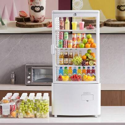 Refrigerated Display Case, 3 Cu.Ft./85L Countertop Pastry Display Case, 3-Tier Commercial Cake Refrigerator With LED Lighting, TURBO Cooling, Frost-Free Air-Cooling, For Bakery, Dessert Shop