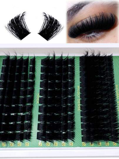 175pcs DIY Faux Mink Lashes 160D+200D+300D Fluffy Individual Eyelash Extensions, 5D Effect 0.07mm Curled Dramatic Lashes 10-16mm Mixed Tray, Makeup Tools, Bulk Personal Eyelash Extension, Suitable For Home Use, Fit For Daily Makeup, Role Play, Wedding, Holiday, Party, Music Festival, Halloween