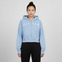 Jordan Chaqueta de sudadera de punto para mujer AS W J BRK FLC FZ MOD CRP JD IO1075-422 - Azul y blanco - Ver 1