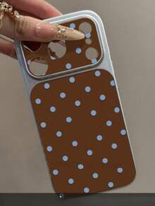 1个电镀蓝棕色波点手机壳，兼容 17 Pro Max 16 15 14 Pro Max Plus Y2K软TPU后盖 - 藍棕 - 查看 2