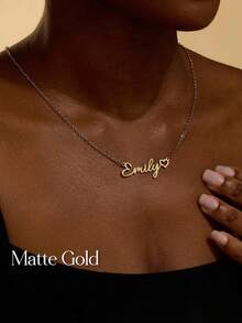 Customized Heart-Shaped Name Necklace, Personalized Delicate Gold Name Necklace, Minimalist Name Necklace, Gift For Daughter, Holiday Gift, Anniversary Gift - B - View 5