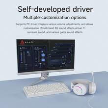 AJAZZ AHW10 Wired Gaming Headset, Virtual 7.1 Surround Sound For Precise Positioning, Wired Connection, RGB Lighting, Adjustable Metal Headband, High-Performance (Freely Adjustable Via Web Driver) - View 9