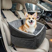 Comfortable Dog Car Seat 19.7"L X 19.3"W, Pet Booster Seat For Small Dogs Up To 35 Lbs, Durable Dog Travel Bed With Storage Pockets & Machine Washable Cover - 灰色 - 查看 9