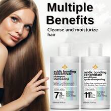 SUMIFANG Bộ dầu gội và dầu xả dành cho tóc khô, hư tổn, chẻ ngọn, tinh chất phục hồi axit | Phù hợp cho tóc nhuộm | Phù hợp cho mọi loại tóc hư tổn, kiểm soát dầu hiệu quả. - Dầu gội + Dầu xả - Xem 2