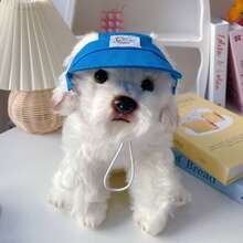 Adjustable Pet Sun Hat, Colorful Visor Cap For Cats Dogs, Breathable UV Protection Sunhat For Small/Medium Pets In Summer - Blue - View 3