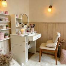 Premium Wooden Dressing Table With Mirror, Compact 80cm Design, Perfect Mother's Day Gift - trắng - Xem 7
