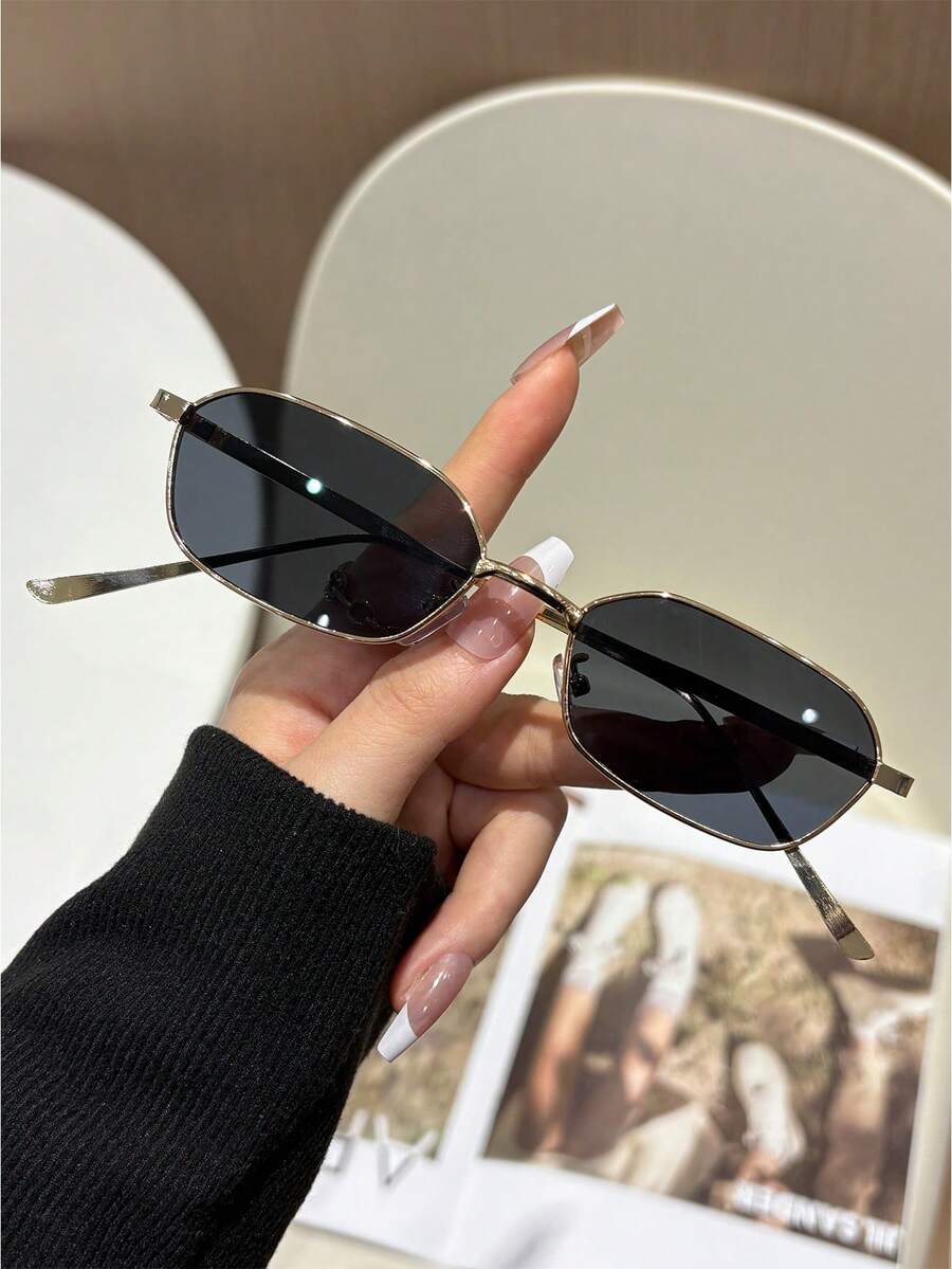 1pc Men Metal Square Full Frame New Elegant Delicate All-Match Fashion Glasses For Summer Office Street-Photography Tropical Beach Vacay Fashion Accessories Outdoor Casual Activities Bicycle Decoration - Multicolor - View 1