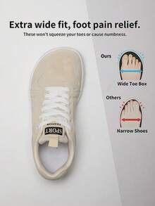 女士宽头鞋，女士简约宽头运动鞋，轻便防滑宽头运动鞋，时尚百搭宽头平底鞋，适合宽脚青少年休闲运动鞋，男女通用零落差宽头休闲鞋，为您的双脚提供舒适的空间。 - 米色 - 查看 4