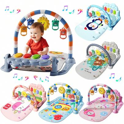 Fitness Arch Toy, Musical Stepping Piano Crawling Mat, This Fun And Educational Fitness Arch Toy Will Captivate Your Baby, Great As A Christmas, Birthday, Halloween, Or Easter Gift. Accessory Colors Are Random.