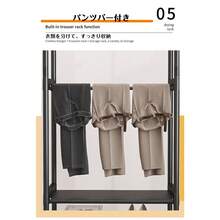 clothes rack 22mm 太めスチールダブルハンガー 幅95cm ワイド設計 たっぷり収納 ハンガーラック 3段収納棚 キャスター付き 2段掛け収納量アップ パンツバー付き 多機能ハンガーラックベランダ - ブラック - チェックする 8