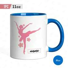 1pc Personalized Ballet Mug With Ballerina Silhouette & Cherry Blossoms - Custom Name/Text Coffee Cup, 11oz Ceramic Tea Cup For Dancers, Dance Gifts For,, Dance Teachers, Dishwasher - Màu đen, 11 oz - Xem 12