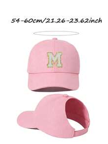 1顶女士定制A-Z字母马尾棒球帽，休闲凌乱丸子头马尾帽，透气遮阳帽，高马尾老爹帽，适合海滩度假街头风日常出行 - 粉色 - 查看 11