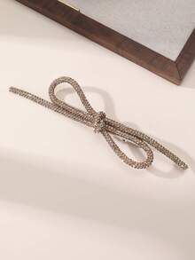 1件女士时尚优雅银黑色水晶蝴蝶结发夹，适合日常、节日、派对、婚礼、舞会等场合佩戴 - 彩色 - 查看 5