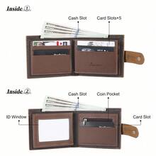 1pc Personalized Men's Wallet, Father's Day Gift, Can Customize Photo And Name, Father's Day Gift, Men's Gift, Dad's Birthday Gift, Personalized Gift ,Travel Organizer - Brown - View 5