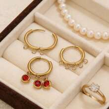 6pcs Stainless Steel PVD Gold Plated Round Earring Hooks, DIY Pendant Jewelry Making Supplies - Earrings - View 4