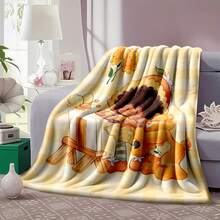 1pc Light Pink White Polka Dot S-Strawberry Pink Shortcake Cuddling Bunny Plush Print Flannel Blanket, 80s Nostalgic Gift For Fans, Sweet Themed Decor, Collectible & Cozy Throw,With For Couch, Bed, Camping, Travel, Office, Home Nap, Multipurpose Gift Flannel Blanket - multicolour 10 - 查看 4