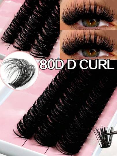 Waloshow 60Pcs D Curling Volume Lash Clusters 80D 30D 40D DIY Eyelash Extension Individual Lashes Cluster DIY Eyelash Extensions At Home 10.12.14 Mm Soft Wispy Clusters False Eyelash Mixed Packaging