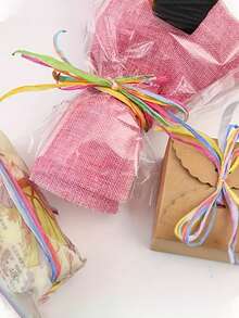 Fita de presente trançada em ráfia natural, fita de papel de ráfia colorida, fita multicolorida para embrulho de presentes de aniversário, buquê artesanal, jardinagem, embrulho de presente trançado em ráfia multicolorida e decoração DIY, festa, bênção de aniversário, arranjo floral - Cores misturadas - Ver 3