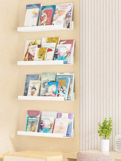 2/3/4pcs Acrylic Storage Rack, Transparent Floating Wall Mounted Shelves, Display Cabinet, Bookshelf, Suitable For Bedroom, Bathroom, Living Room, Multi-Functional Storage Display Rack, Bathroom Accessories, Room Decor