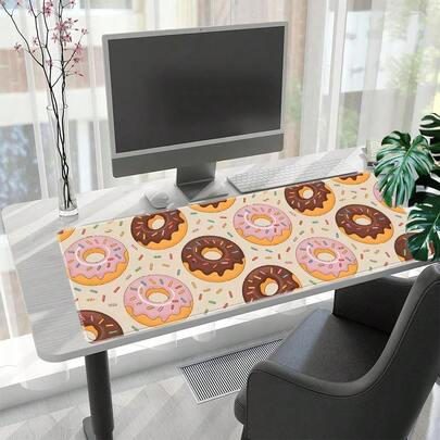 1个甜点风格桌面垫，彩色艺术鼠标垫，适用于大型电脑键盘，游戏鼠标垫，防水桌面保护垫