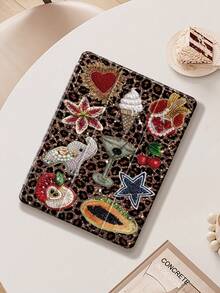 Exquisite Glittering Leopard Print Protective Case Compatible With  (A16) 11-Inch 11th Generation 2025,  7/8/9 10.2-Inch. Leather Cover Compatible With Kindle Paperwhite 12th Gen 2024 And Compatible With Samsung Tab S6 10.4-Inch. Tab A7 Lite 8.7-Inch, Fashionable Leather Case, Back-To-School Season, Valentine's Day, New Year Gift - 查看 2