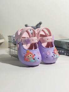 2026新款婴儿美人鱼和海星透气凉鞋，夏季防滑幼儿男女童卡通包头软底拖鞋 - 紫色 - 查看 5