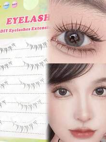 5对自然可爱6毫米下睫毛，一体式火焰设计假睫毛 - 黑色 - 查看 1