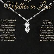 Infinity Symbol Double Heart Necklace Inlaid With Rhinestones, Birthday/Mother's Day Gift For Mother-In-Law - Alluring Beauty - View 1