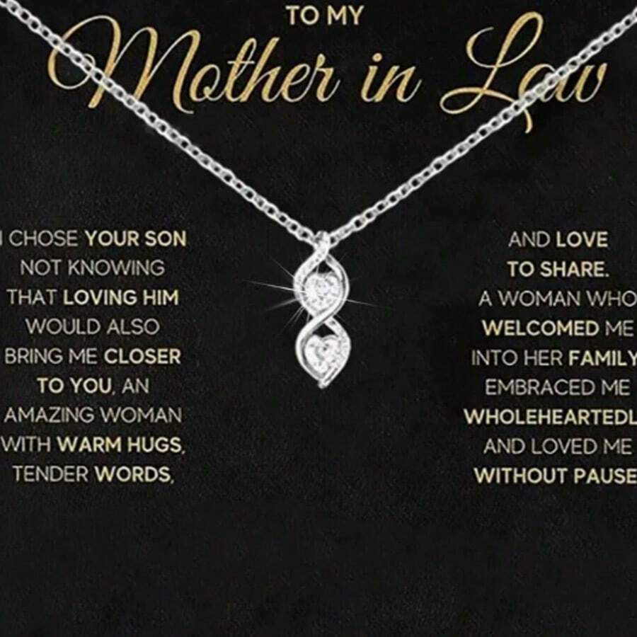 Infinity Symbol Double Heart Necklace Inlaid With Rhinestones, Birthday/Mother's Day Gift For Mother-In-Law - Alluring Beauty - View 1