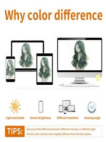 24英寸草绿色长卷发假发，带八个个性刘海，耐热纤维合成卷发假发，适合圣帕特里克节女性角色扮演、音乐节等场合佩戴 - 彩色 - 查看 6