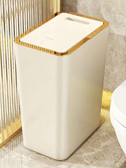 1pc Odor-Proof Trash Can With One-Touch Lid - Square Design, Suitable For Bedroom, Kitchen, Living Room And Public Places For Easy Cleaning