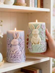 复活节可爱兔子蜡烛模具，3D立体花兔造型，香薰蜡烛石膏DIY手工模具 - A - 查看 4