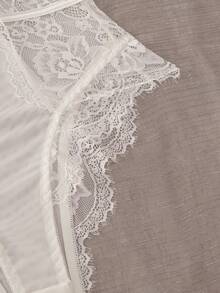 Lace Patchwork Tie-Up Sleeveless Jumpsuit, Summer - White - View 3