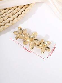1个女士花朵金属弹簧发夹，公主风发卡，日常及节日礼物，发爪，发夹，发卡，花朵发夹，发卡，夏季配饰 - 金色 - 查看 5